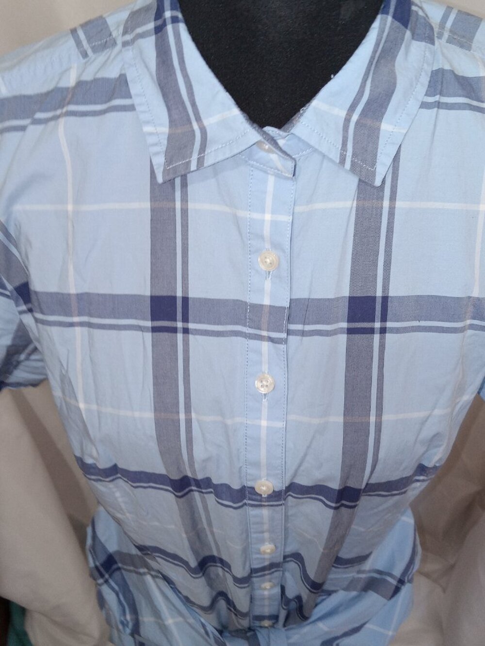 UNTUCKit Women's Plaid Cotton Short Sleeve Caroline Shirt Dress Blue Size 6 - Picture 8 of 15
